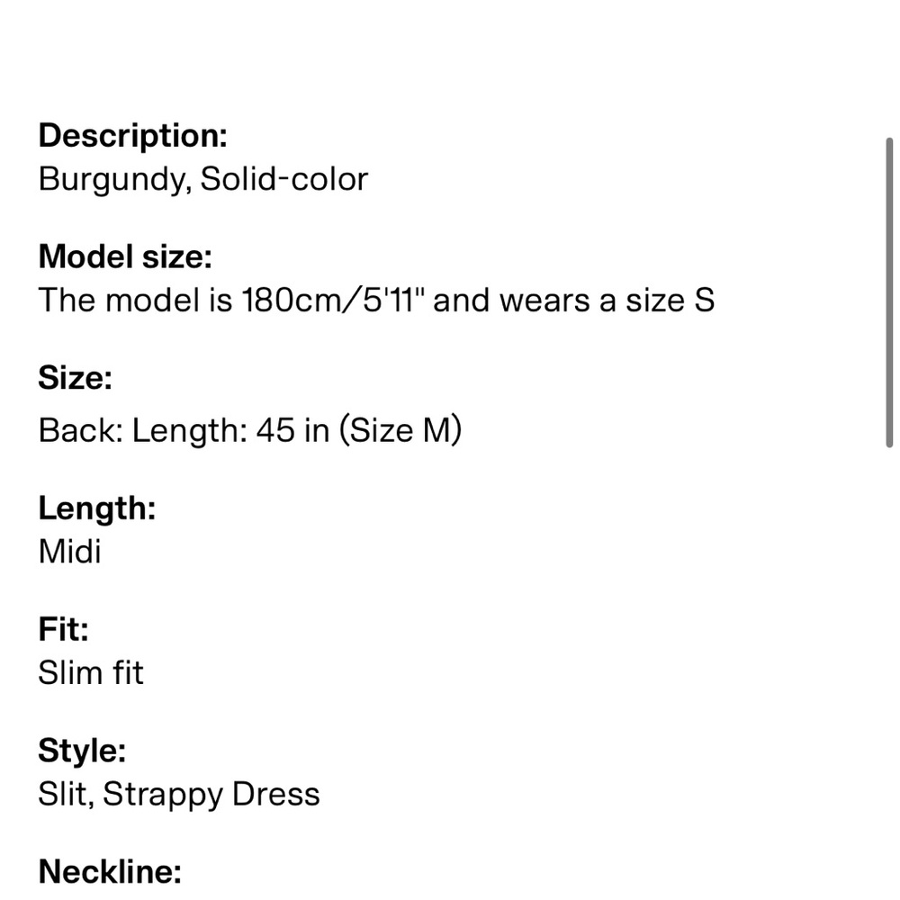 Sold out H&M slip dress with sheer bottom & side slit Burgundy red size small - Picture 6 of 6